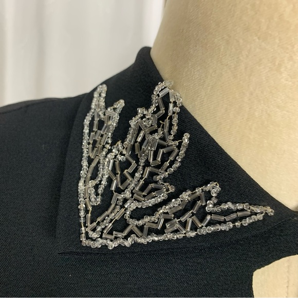 Vintage 1940’s beaded collar black dress with peplum - Picture 12 of 14